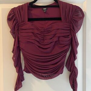 Express Deep Burgundy Ruched Blouse